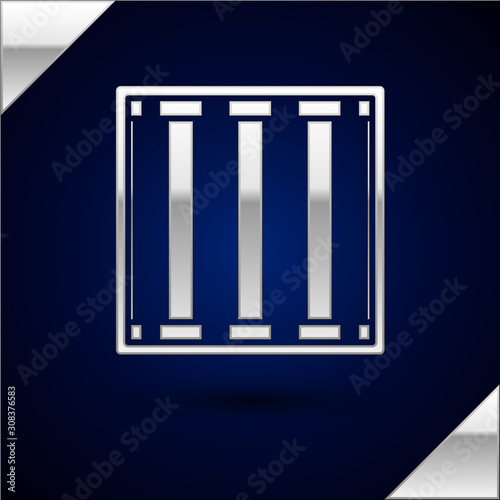 Silver Prison window icon isolated on dark blue background. Vector Illustration
