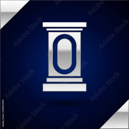 Silver Stage stand or debate podium rostrum icon isolated on dark blue background. Conference speech tribune. Vector Illustration