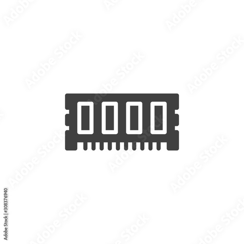 Circuit board with computer chip vector icon. Microchip filled flat sign for mobile concept and web design. Compute module board glyph icon. Symbol, logo illustration. Vector graphics