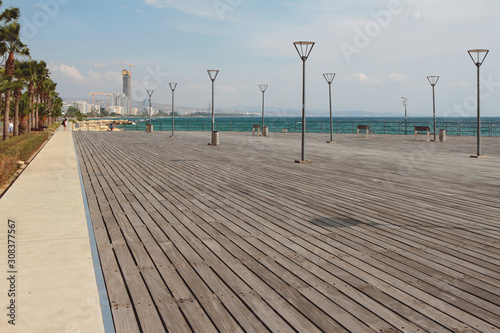 Walking flooring on city embankment. Limassol  Cyprus