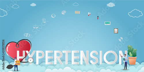 Hypertension patient treatment Concept. Blood pressure monitor. Complication of body and gender. Suitable For Wallpaper, Banner, Background, Card, Book, And Web LandingPage.Vector Illustration