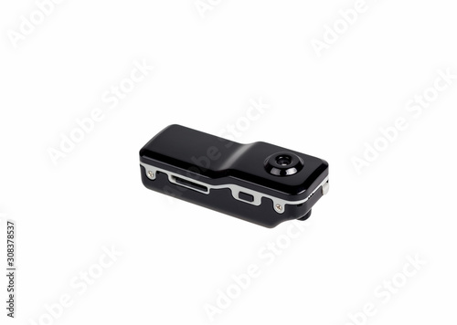 Small black action camera, video recorder.