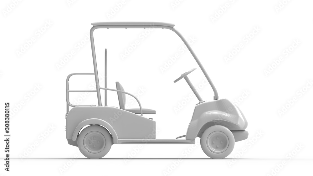 3d rendering of a white golf cart isolated in a studio background 3d rendering of a white golf cart isolated in a studio background
