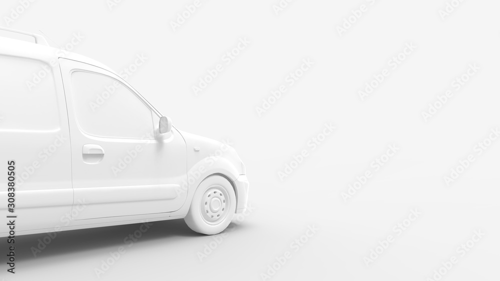 3d rendering of a transporter van car isolated in studio background