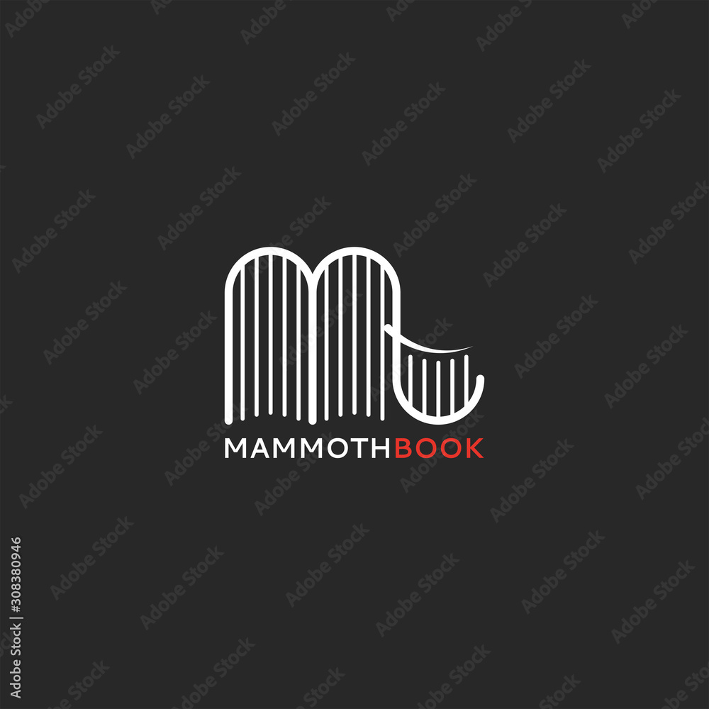 Logo books in the form of a mammoth or elephant, an emblem for a library, encyclopedia or bookstore creative design of thin lines. Logo books in the form of a mammoth or elephant, an emblem for a library, encyclopedia or bookstore creative design of thin lines.