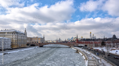 Panorama of Moscow with a view of the Bolshoy Moskvoretsky Bridge