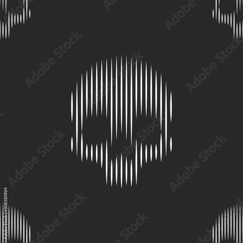 Skulls seamless pattern thin lines black and white striped minimal style artwork for fabric print