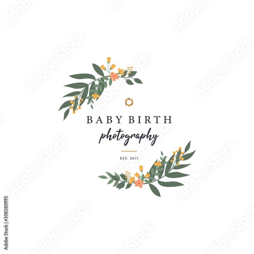 Baby Birth Photography Logo, Invitation Design Inspiration, Simple, Vintage Vector Design Template © Sani