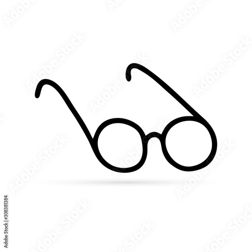 doodle glasses icon, kids hand drawing art line, vector illustration