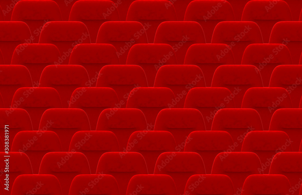 Obraz premium 3d rendering. Luxurious Red cinema seat row background.