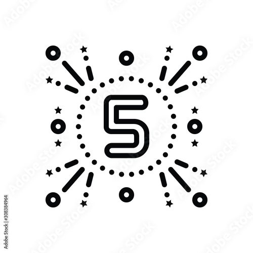 Black line icon for fifth number 