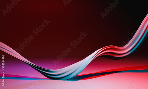 Abstract colorful liquid, brush stroke line on red and violet background