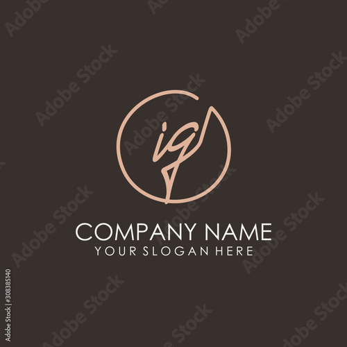 IG initials signature logo. Handwritten vector logo template connected to a circle. Hand drawn Calligraphy lettering Vector illustration.