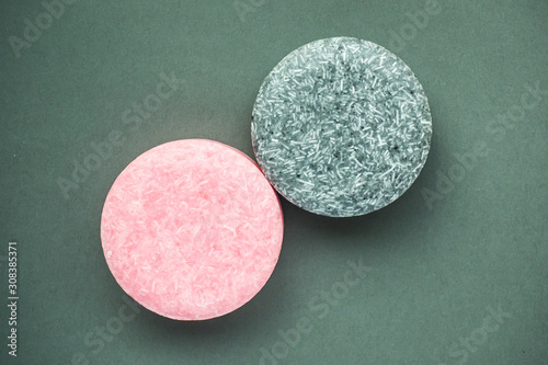 Colorful round solid shampoo bars (zero waste)