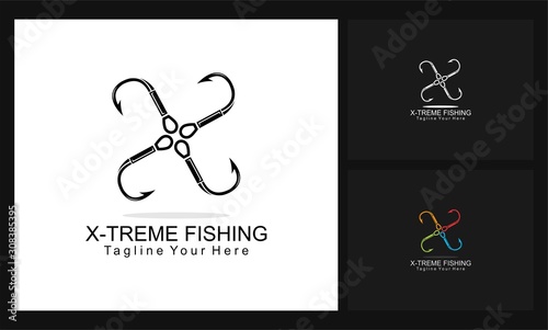 extreme fishing concept design adventure logo