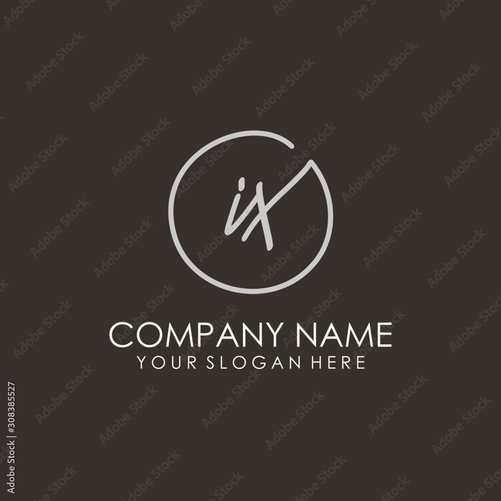 IX initials signature logo. Handwritten vector logo template connected to a circle. Hand drawn Calligraphy lettering Vector illustration. IX initials signature logo. Handwritten vector logo template connected to a circle. Hand drawn Calligraphy lettering Vector illustration.