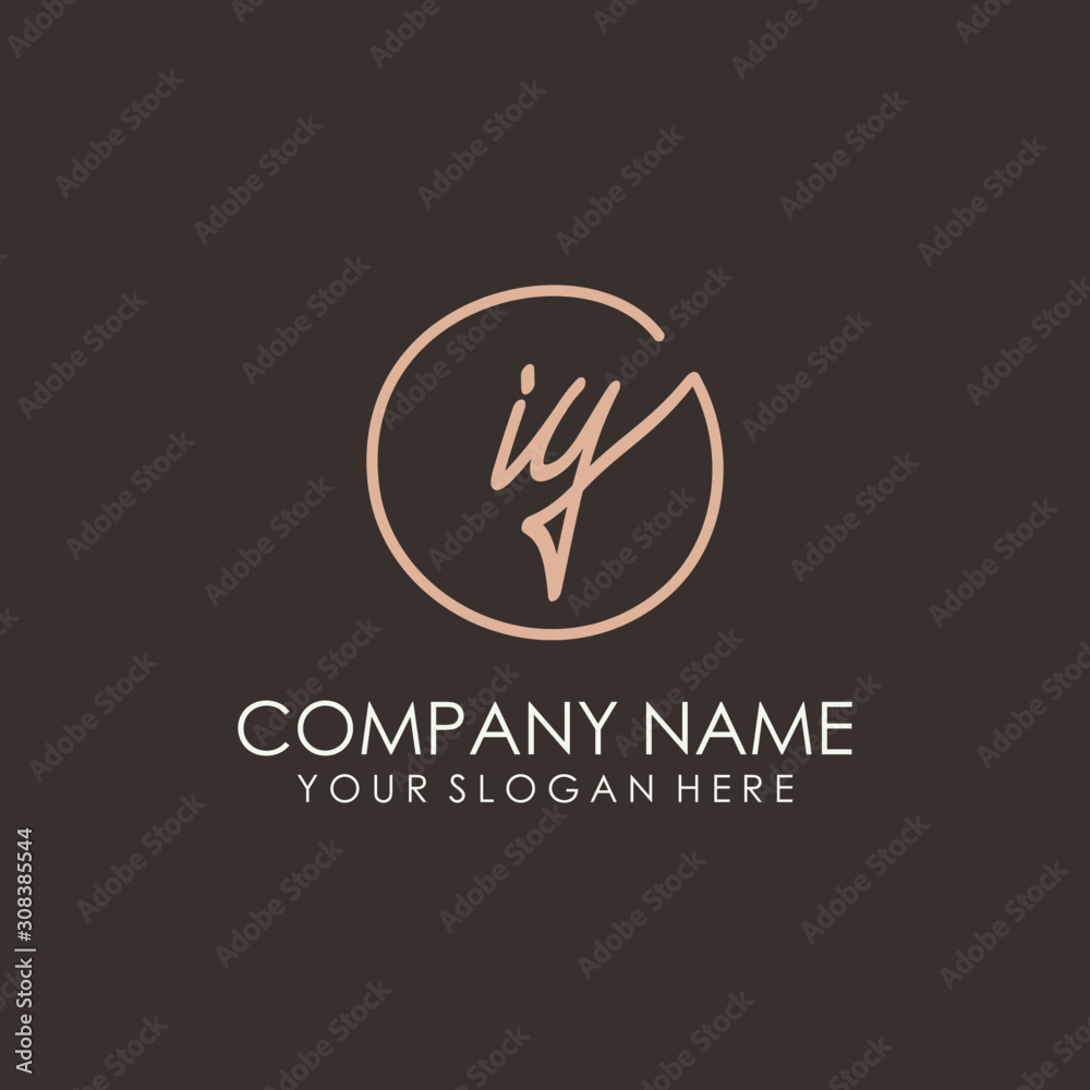 IY initials signature logo. Handwritten vector logo template connected to a circle. Hand drawn Calligraphy lettering Vector illustration. IY initials signature logo. Handwritten vector logo template connected to a circle. Hand drawn Calligraphy lettering Vector illustration.