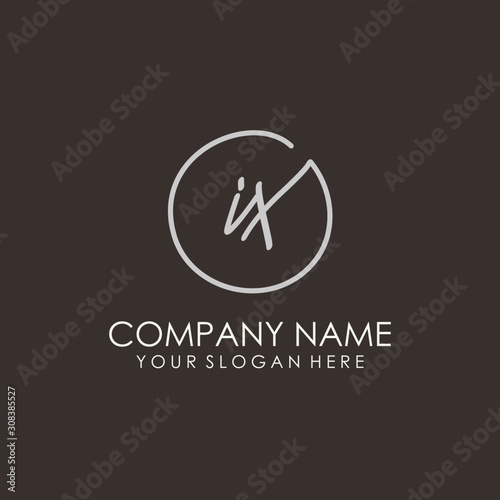 IX initials signature logo. Handwritten vector logo template connected to a circle. Hand drawn Calligraphy lettering Vector illustration.