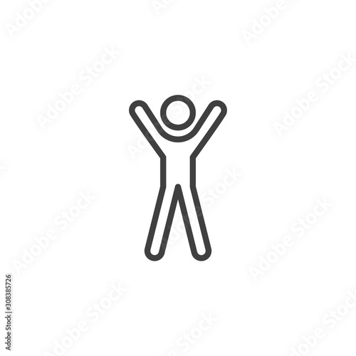 Hands up exercise line icon. linear style sign for mobile concept and web design. Jumping jack exercise outline vector icon. Symbol, logo illustration. Vector graphics