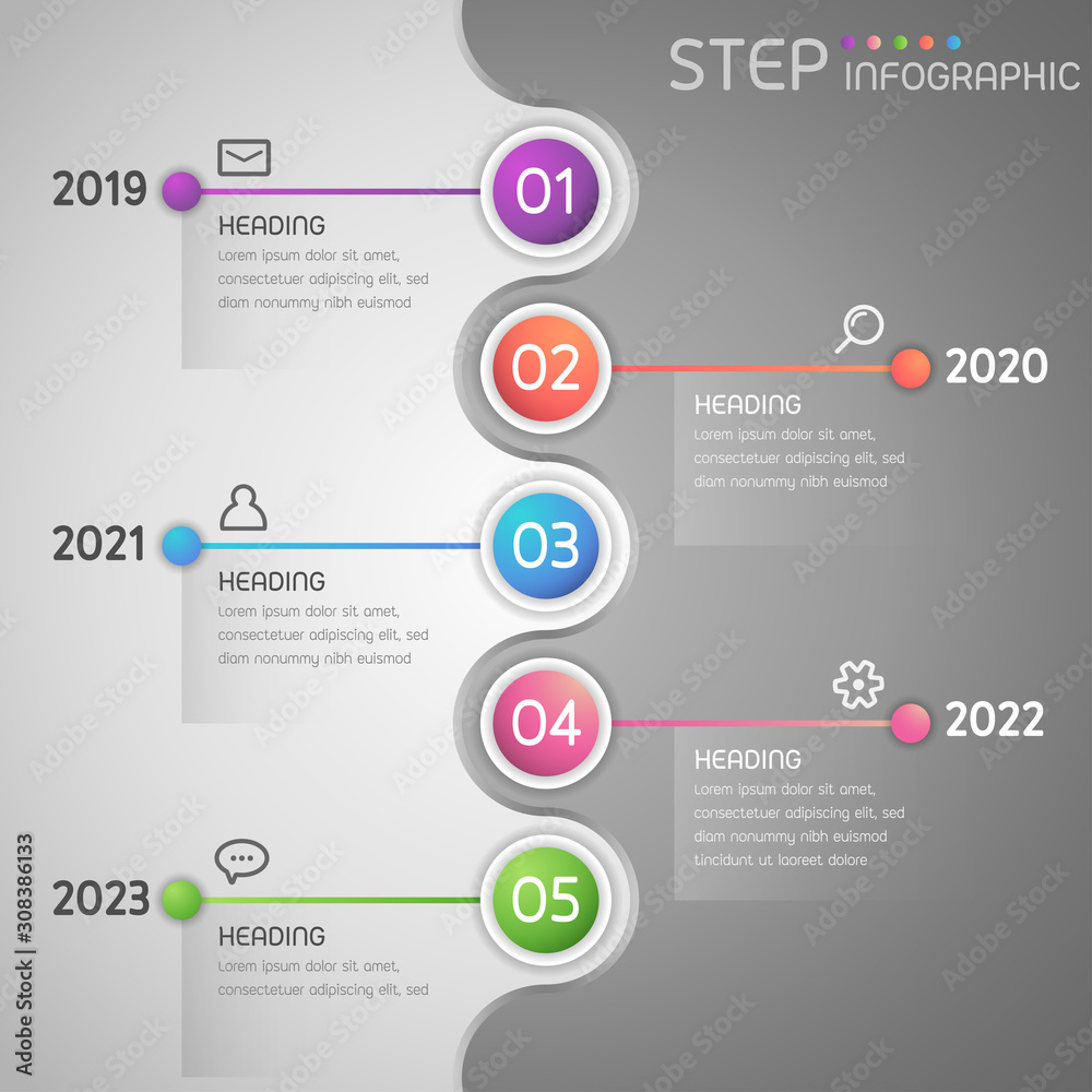 Geometric shape elements with steps,options,processes or workflow.Business data visualization.Creative timeline infographic template for presentation,vector illustration.