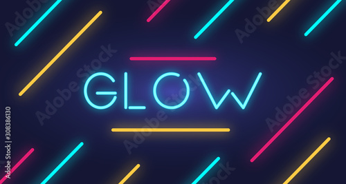 Glow neon text effect, editable text