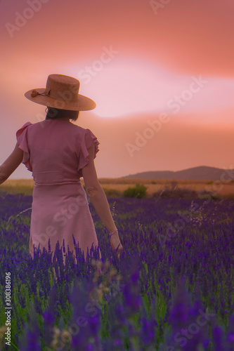 woman posing in lavender field