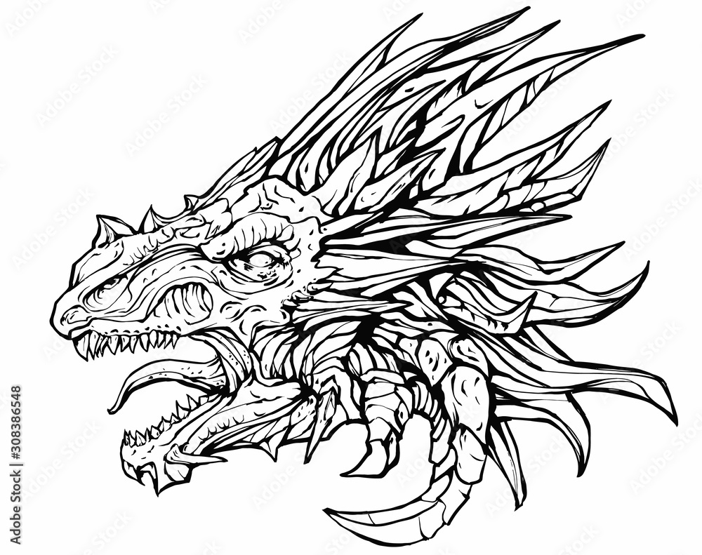 The head of a snarling dragon The head of a snarling dragon