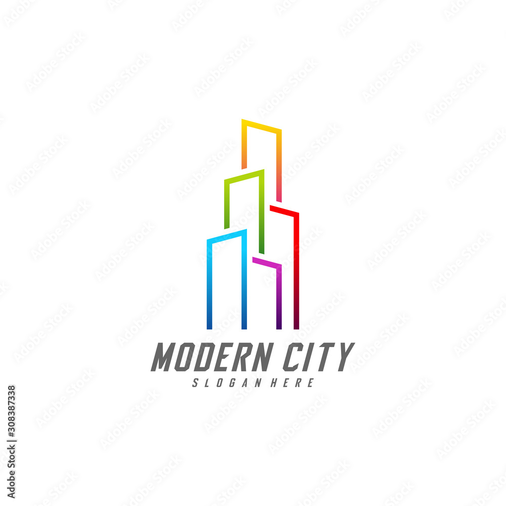 Modern City Logo Design Vector Template, Real estate Logo Concept, Emblem, Design Concept, Creative Symbol, Icon