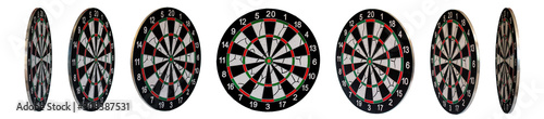 Set of colored dartboards  with the different angle for any situation on white background.