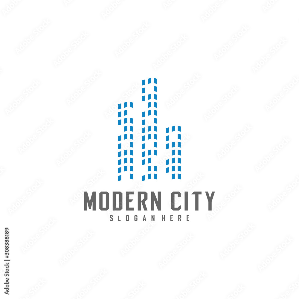 Obraz premium Modern City Logo Design Vector Template, Real estate Logo Concept, Emblem, Design Concept, Creative Symbol, Icon