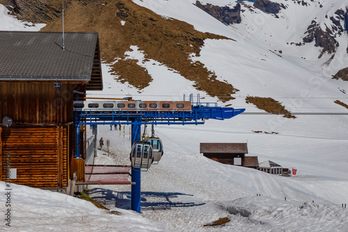 Gondola lift station at First peak Jungfau , Grindelwald Switzerland