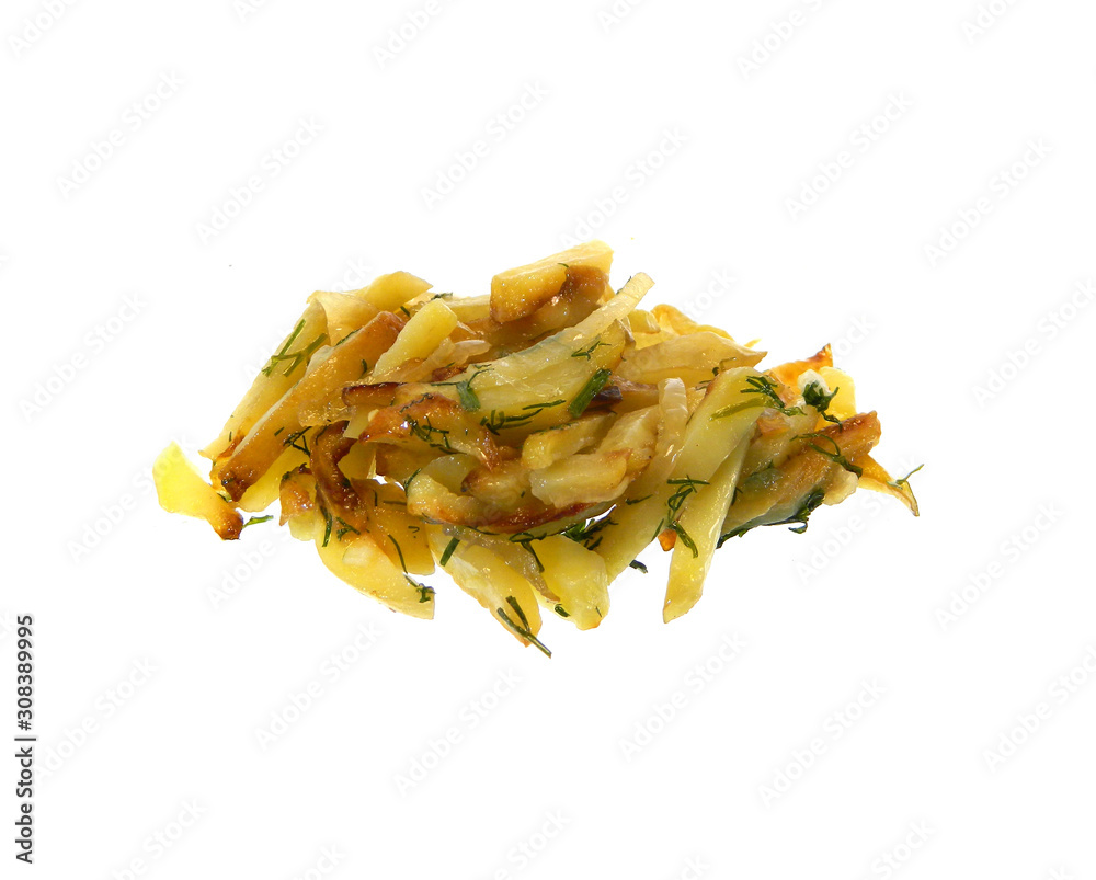 fried potatoes isolated on white background fried potatoes isolated on white background