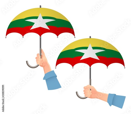 Myanmar flag umbrella