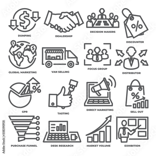 Advertising and marketing line icons