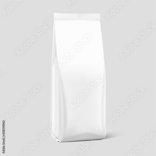Realistic food bag on grey background. Isometric view. Vector illustration. Can be use for template your design, presentation, promo, ad. EPS 10. 