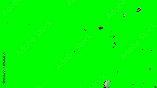 space debris in Earth orbit, dangerous trash isolated on green screen background, 4k loop
