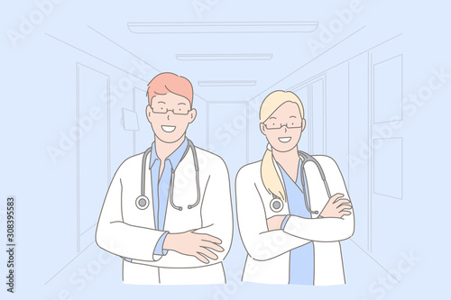 Doctors, medical workers, hospital staff concept