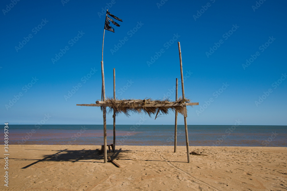 Water of Regencia Beach polluted by the mining disaster of Bento Rodrigues dam disaster at Vale do Rio Doce mining company, in Minas Gerais, Brazil