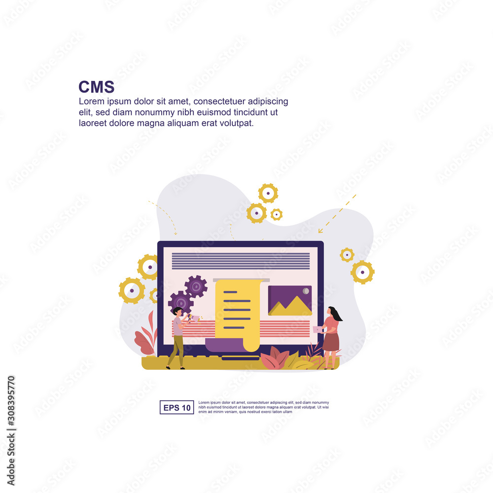 Content management system concept vector illustration flat design for presentation, social media promotion, banner, and more Content management system concept vector illustration flat design for presentation, social media promotion, banner, and more
