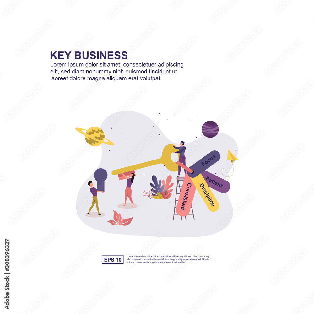 Key business concept vector illustration flat design for presentation, social media promotion, banner, and more