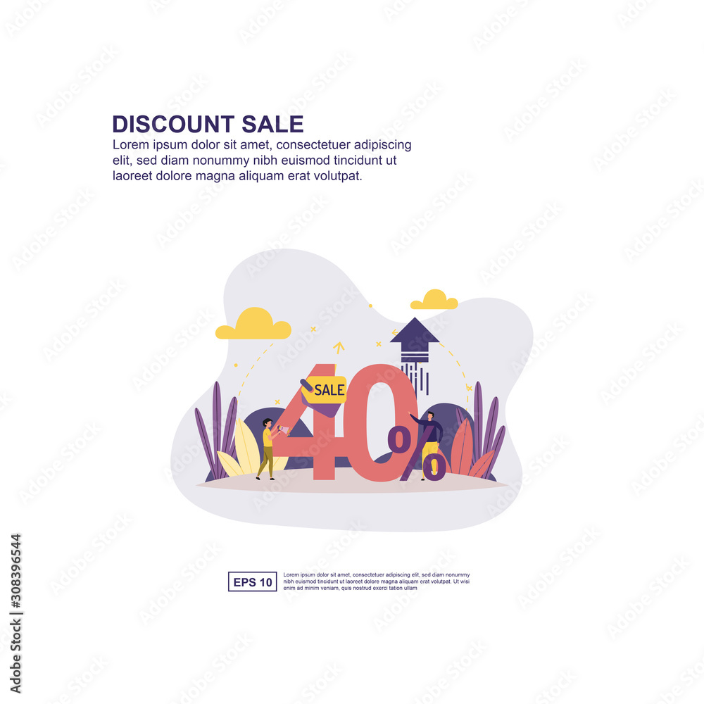 Discount sale concept vector illustration flat design for presentation, social media promotion, banner, and more