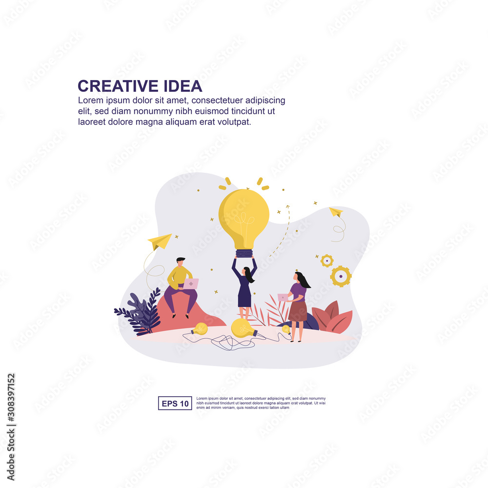 Creative idea concept vector illustration flat design for presentation, social media promotion, banner, and more Creative idea concept vector illustration flat design for presentation, social media promotion, banner, and more
