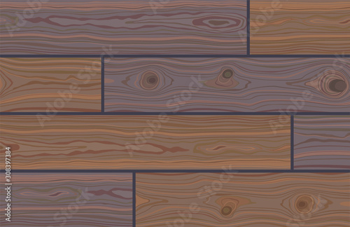 Wooden striped textured background. Brown wooden wall, plank, table or floor surface. Cutting chopping board. Boardwalk surface with place for your text. Vector Illustration.