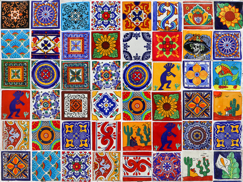 Mexican ceramic tile. Multicolored bright colorful background. photo