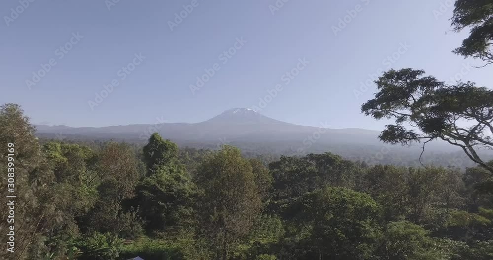 Drone video of Tanzania Mt. Kilimanjaro in morning haze Drone video of Tanzania Mt. Kilimanjaro in morning haze