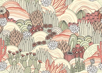 Papier peint photo Style vintage patrons Cactus et succulentes paysage vintage  © Nikole