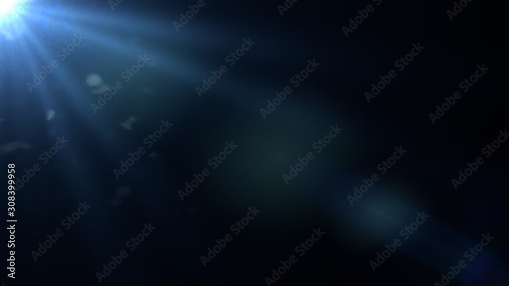 sunny blue lens flare overlay texture with bokeh effects on black background 