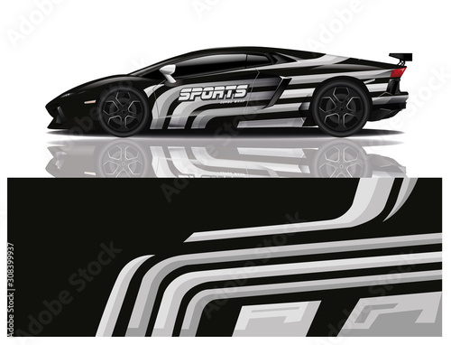 sport car decal wrap design vector