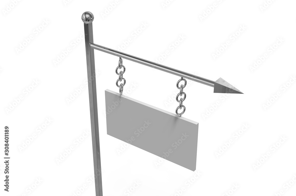 Hanging wall sign board for advertising and branding, mock up template on isolated white background, 3d illustration Hanging wall sign board for advertising and branding, mock up template on isolated white background, 3d illustration