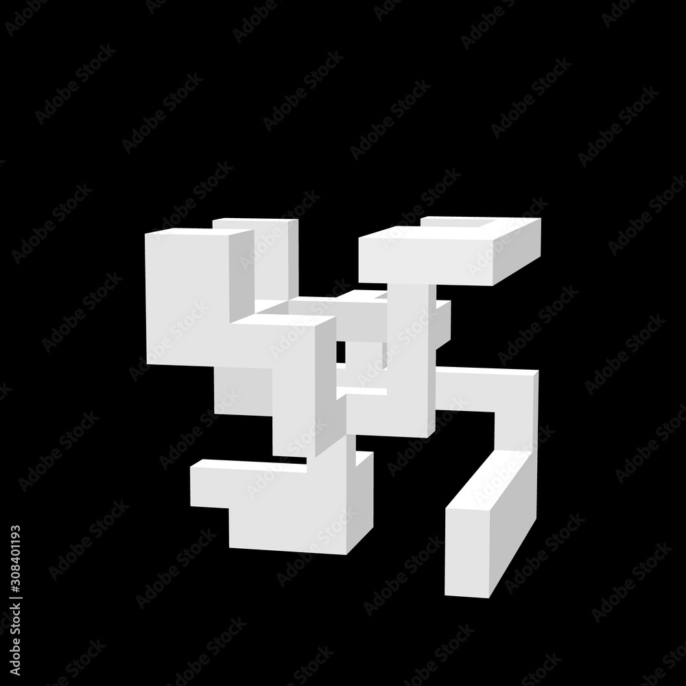 Abstract 3d construction. Isolated on black background. Vector illustration. Abstract 3d construction. Isolated on black background. Vector illustration.